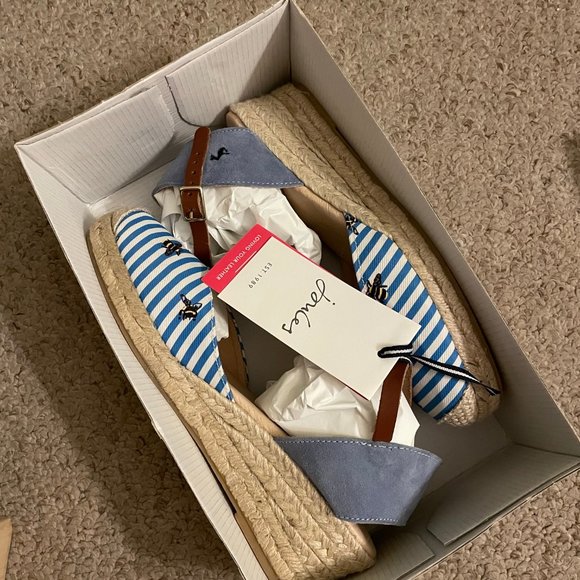 NWT!! Joules Women’s Blue Bee Stripe, Winnie Wedge Espadrille US 8 - Picture 15 of 15